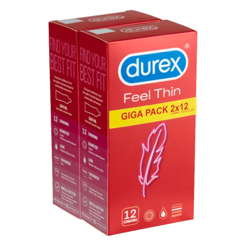 Durex Feel Thin - Life-Like Sensation Condom Package (2x12 pack)