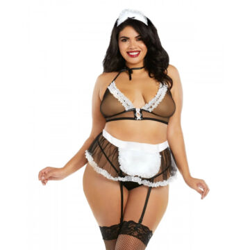 Dreamgirls Maid Plus Size Sheer Mesh - Maid Costume (XL-XXL)