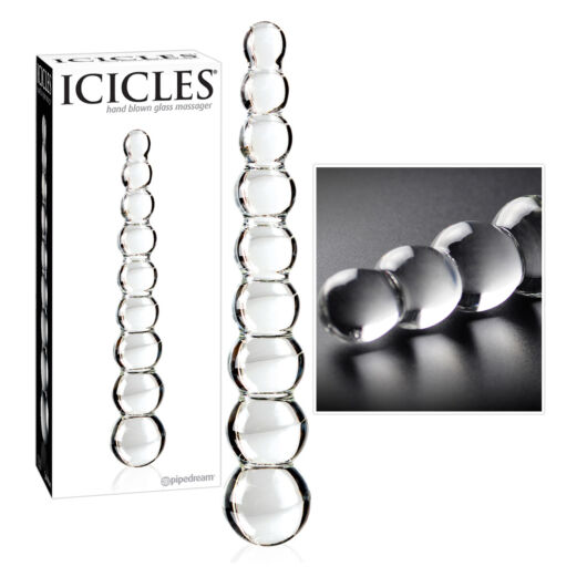 Pipedream Icicles No. 2 - sklenené guličkové dildo (priesvitné)