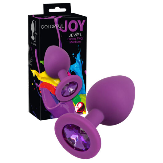 You2Toys Colorful Joy Jewel Plug - silikónové análne dildo - stredné (fialové)