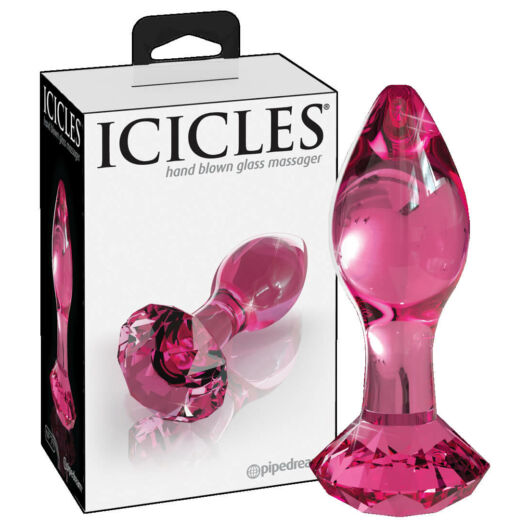 Icicles No. 79 - sklenený análny kolík (ružový)