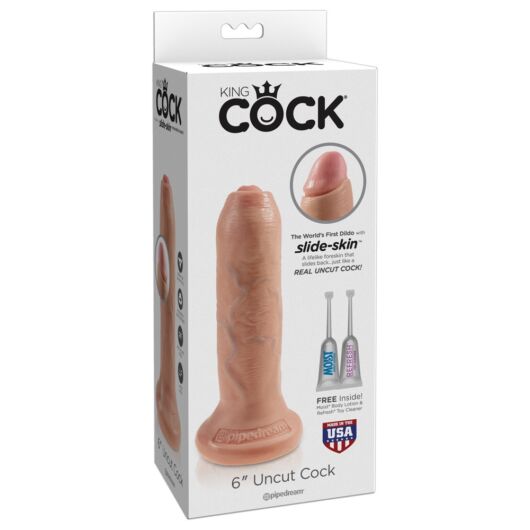 King Cock 6 Predkožkátor - realistické dildo (15 cm) - prírodná farba