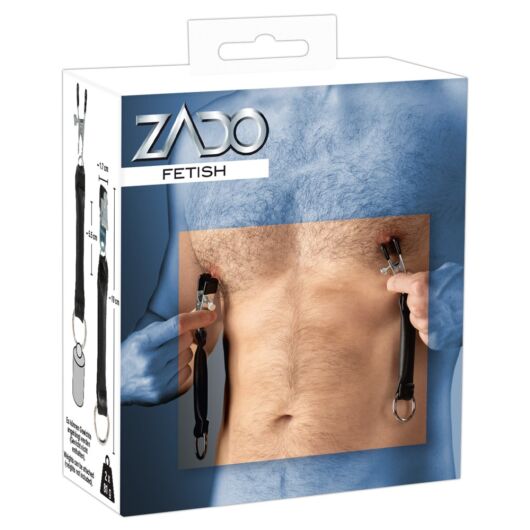 ZADO - leather strap, wide breast clip (black) - 1pair