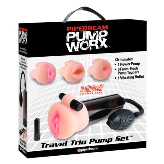 Pipedream Travel Trio - Vibrating Penis Pump Set (Black-Natural)