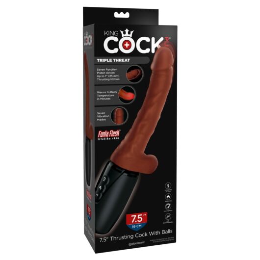 King Cock Plus 7,5 - vibrátor na zatláčanie semenníkov (hnedý)