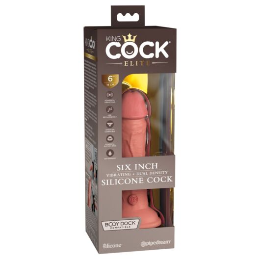 King Cock Elite 6 - pripínací, realistický vibrátor (15 cm) - prírodný