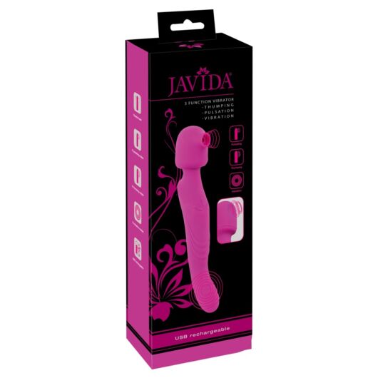 Javida Wand - nabíjací, 3-funkčný masážny vibrátor (fialový)