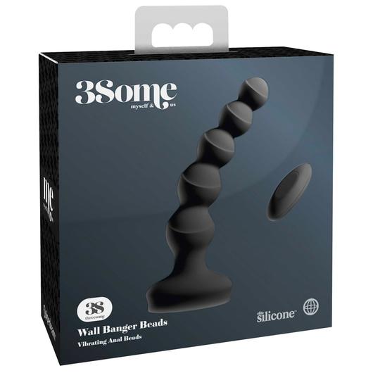 3Some wall banger Beads - cordless radio prostate vibrator (black)