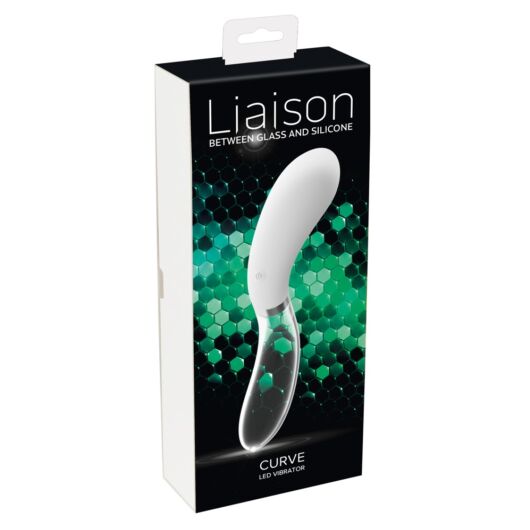 You2Toys Liaison - dobíjací silikónovo-sklenený LED zakrivený vibrátor (priesvitno-biely)