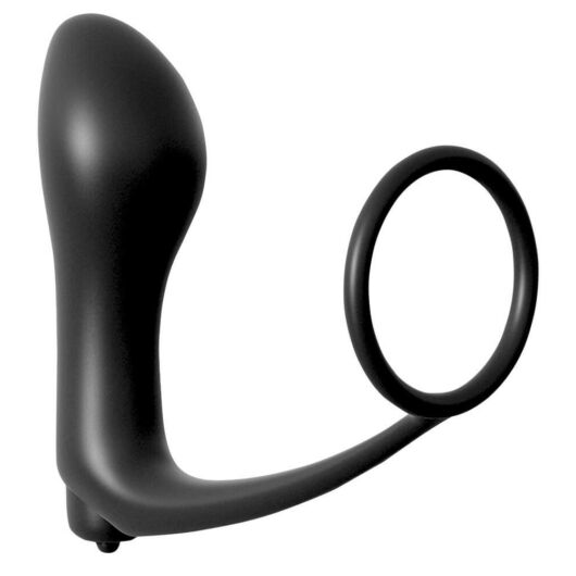 analfantasy ass-gasm vibrator - análny vibrátor s krúžkom na penis (čierny)