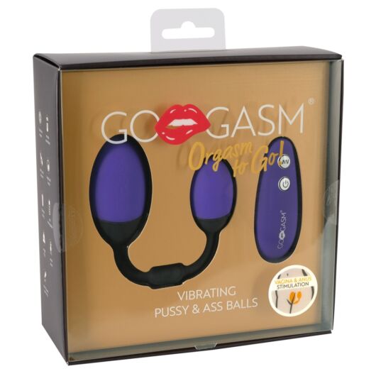 GoGasm Pussy & Ass – dvojica nabíjacích vibračných vajíčok (fialová-čierna)