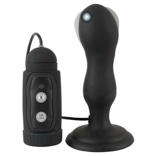 Black Velvet - suction foot, rotating anal vibrator (black)