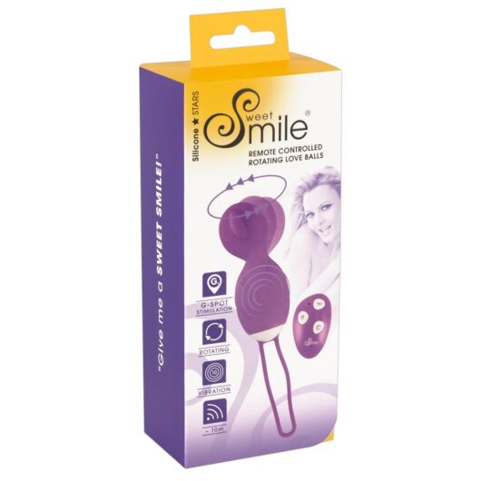 Smiling rotating love ball - cordless, radio, rotating vibrating egg (purple)