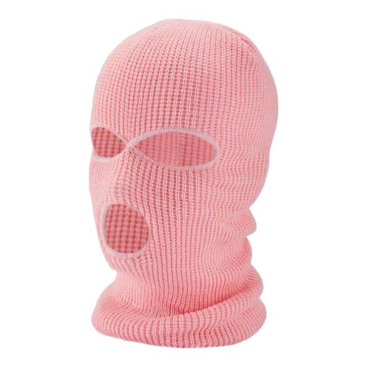 Balaclava -  pletená maska s 3 otvormi (ružová)
