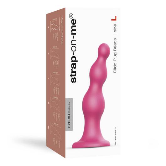 STRAP-ON-ME DILDO PLUG BEADS METALLIC RASPBERRY PINK - L