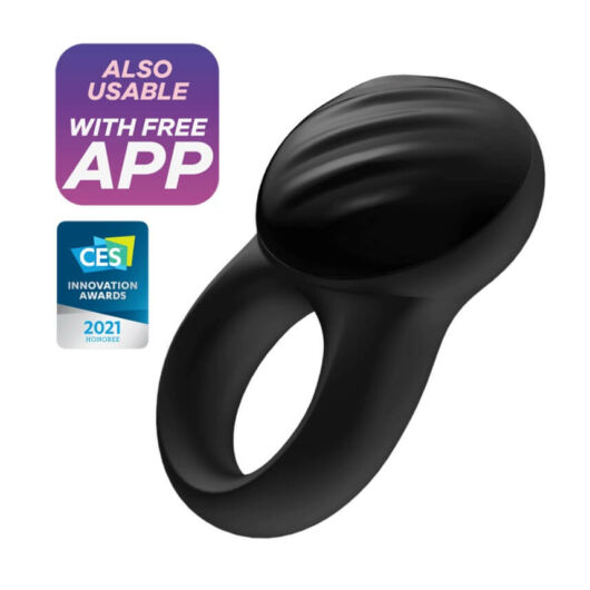 Satisfyer Signet Ring- nabíjací, vodotesný smart krúžok na penis (čierny)