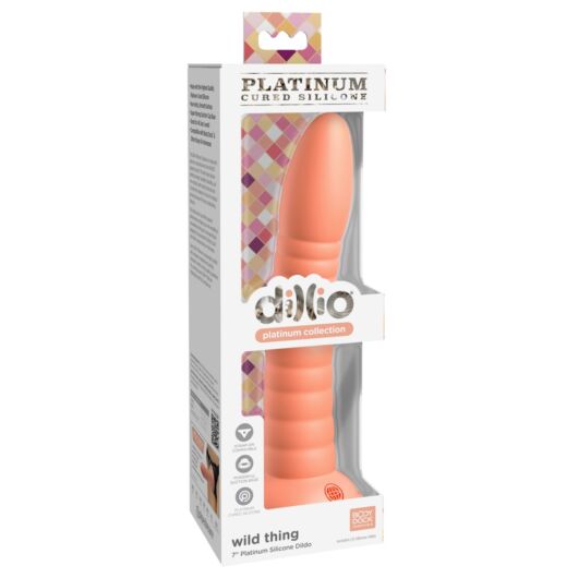Dillio Wild Thing - silikónové dildo s drážkami (19 cm) - oranžové