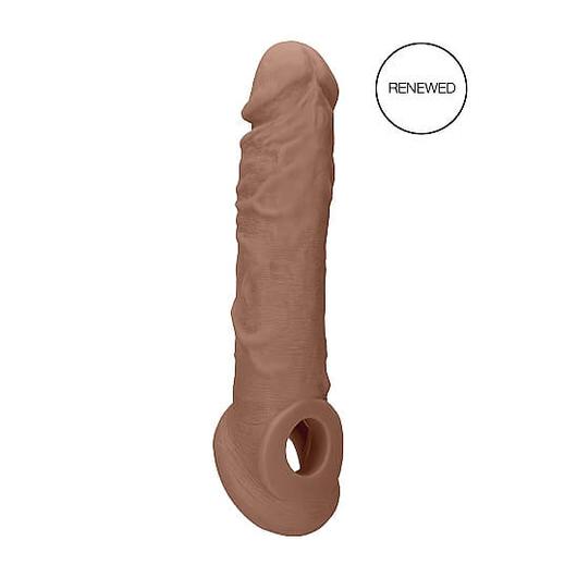 RealRock Penis Sleeve 8 - návlek na penis (21cm) - tmavo telová farba
