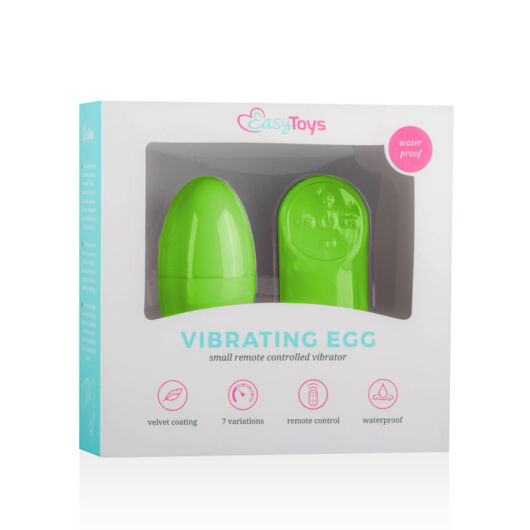 Easytoys – vibračné vajíčko so 7 rytmami a diaľkovým ovládačom (zelené)