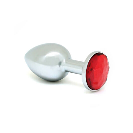 Rimba XS - červené kovové análne dildo (strieborné)