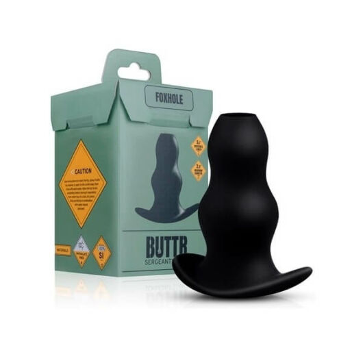 BUTTR Foxhole – análne rozširovacie duté dildo (čierne)