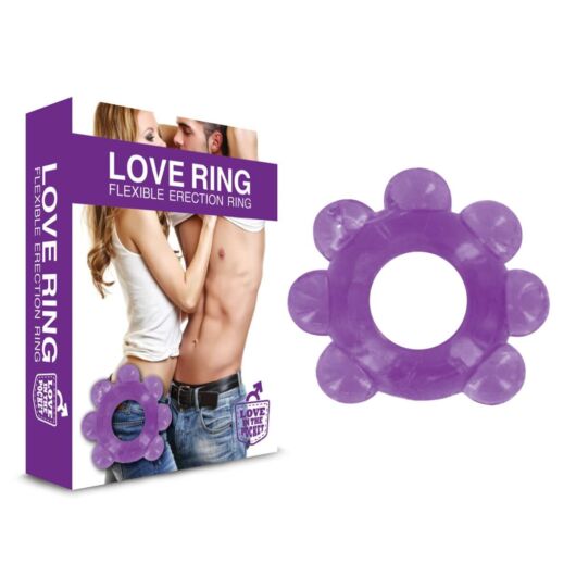 Love in the Pocket Love Ring - krúžok na penis s guličkami (fialový)