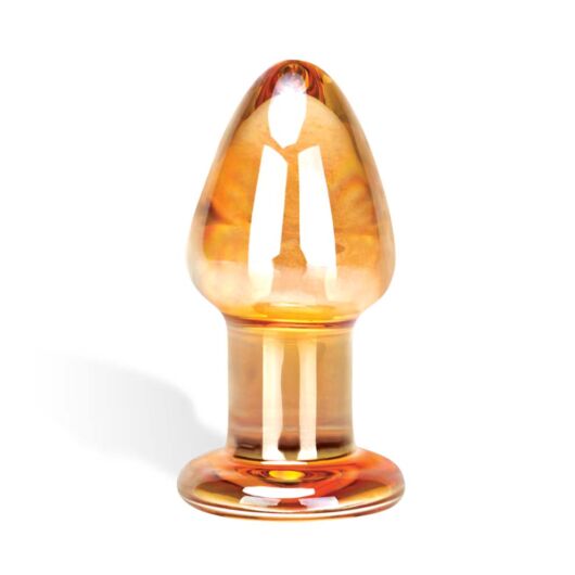 GLASTOY Over Easy Btt Plug – klasické sklenené análne dildo (zlatá farba)