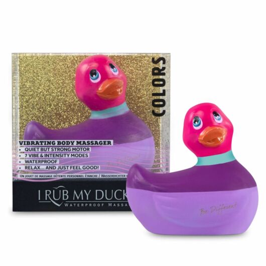 My Duckie Colors 2.0 - vodotesný vibrátor na klitoris - prúžkovaná kačička (fialovo-ružová)