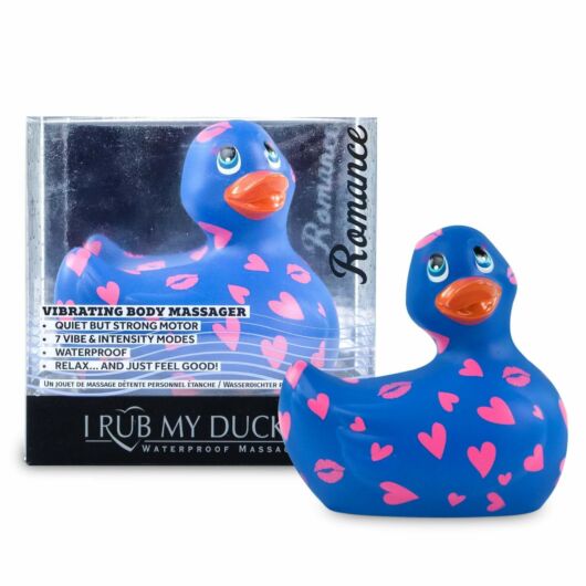 My Duckie Romance 2.0 - vodotesný vibrátor na klitoris - kačička so srdiečkami (modro-ružová)
