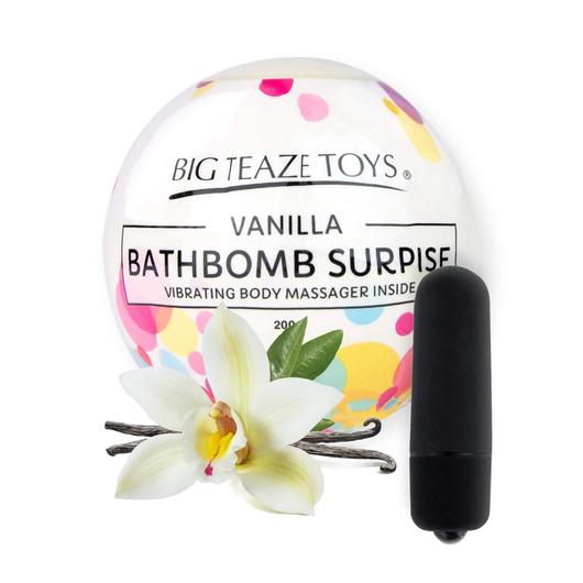 Big Teaze Toys - kúpeľová bomba s minivibrátorom (vanilka)