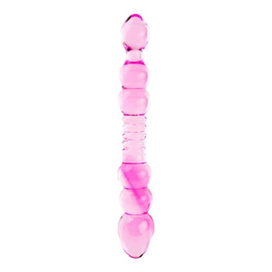 FEELZTOYS GLAZZZ Lucid Dreams - sklenené dildo s korálkami (ružové)