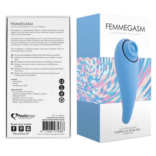 FEELZTOYS Femmegasm - dobíjací, vodotesný vaginálny a klitorálny vibrátor (modrý)