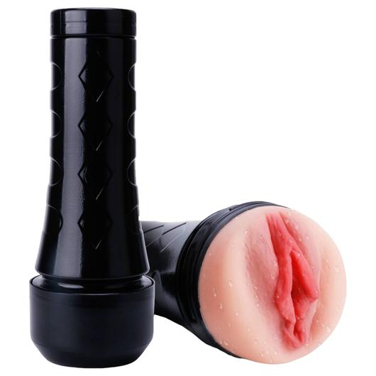 Tracys Dog 3D Stroker - realistický masturbátor v puzdre (čierny-prírodný)