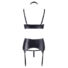 Obraz 6/7 - Cottelli Bondage - Lace and shine lingerie set with leash (black)