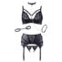 Obraz 7/7 - Cottelli Bondage - Lace and shine lingerie set with leash (black)
