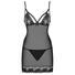Obraz 3/5 - Obsessive Wonderia - embroidered lace nightdress with thong (black)