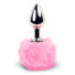 Obraz 1/4 - FeelzToys Bunny Tails Butt Plug - kovový análny kolík so zajačím chvostíkom (strieborno-ružový)